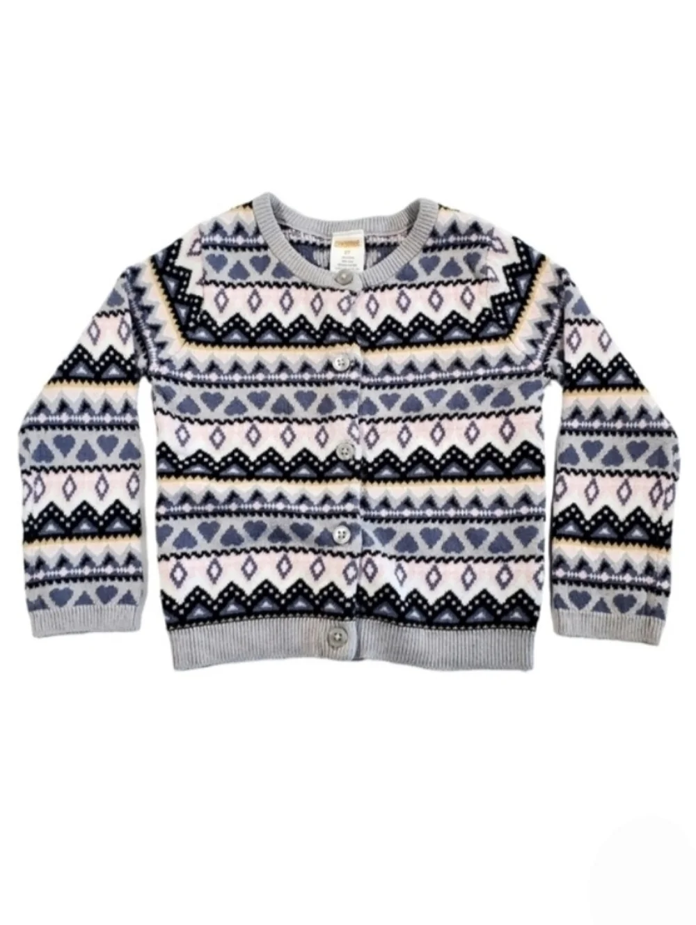 K1185 * Gymboree Girls Button Down Cardigan Blue Grey Pink Size 2T